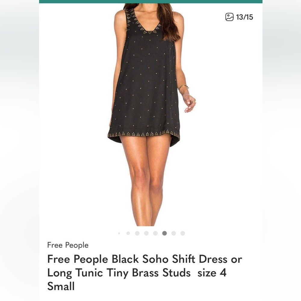 Free People Black Mini Dress with Gold Accents